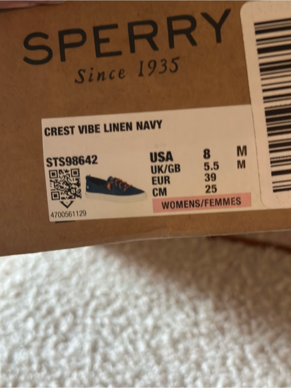 Sperry women's navy Canvas Boat Shoes with Brown Laces - Picture 5 of 6
